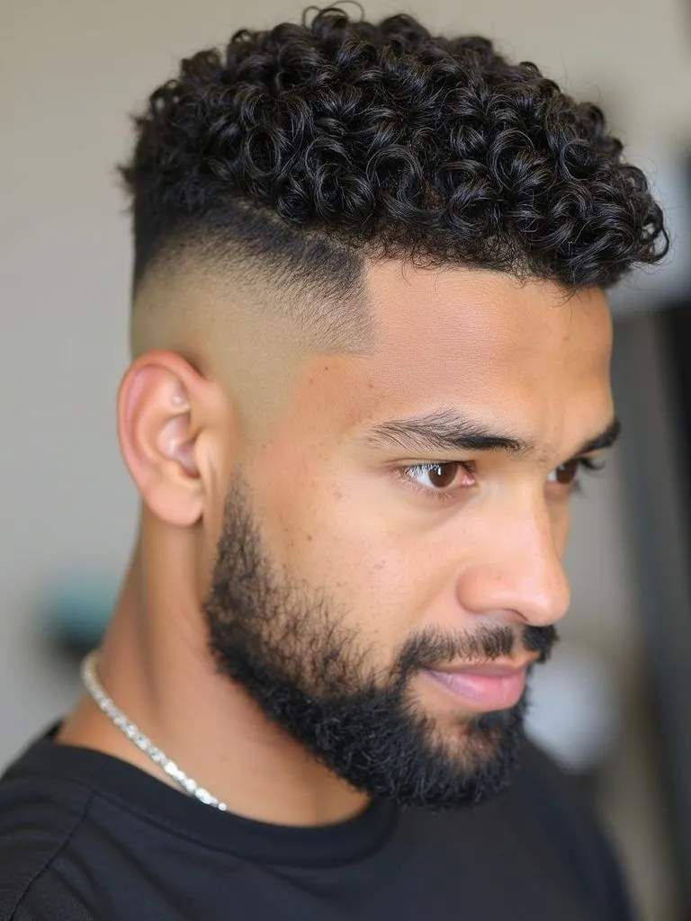 short curly hair fade profile for men style 5