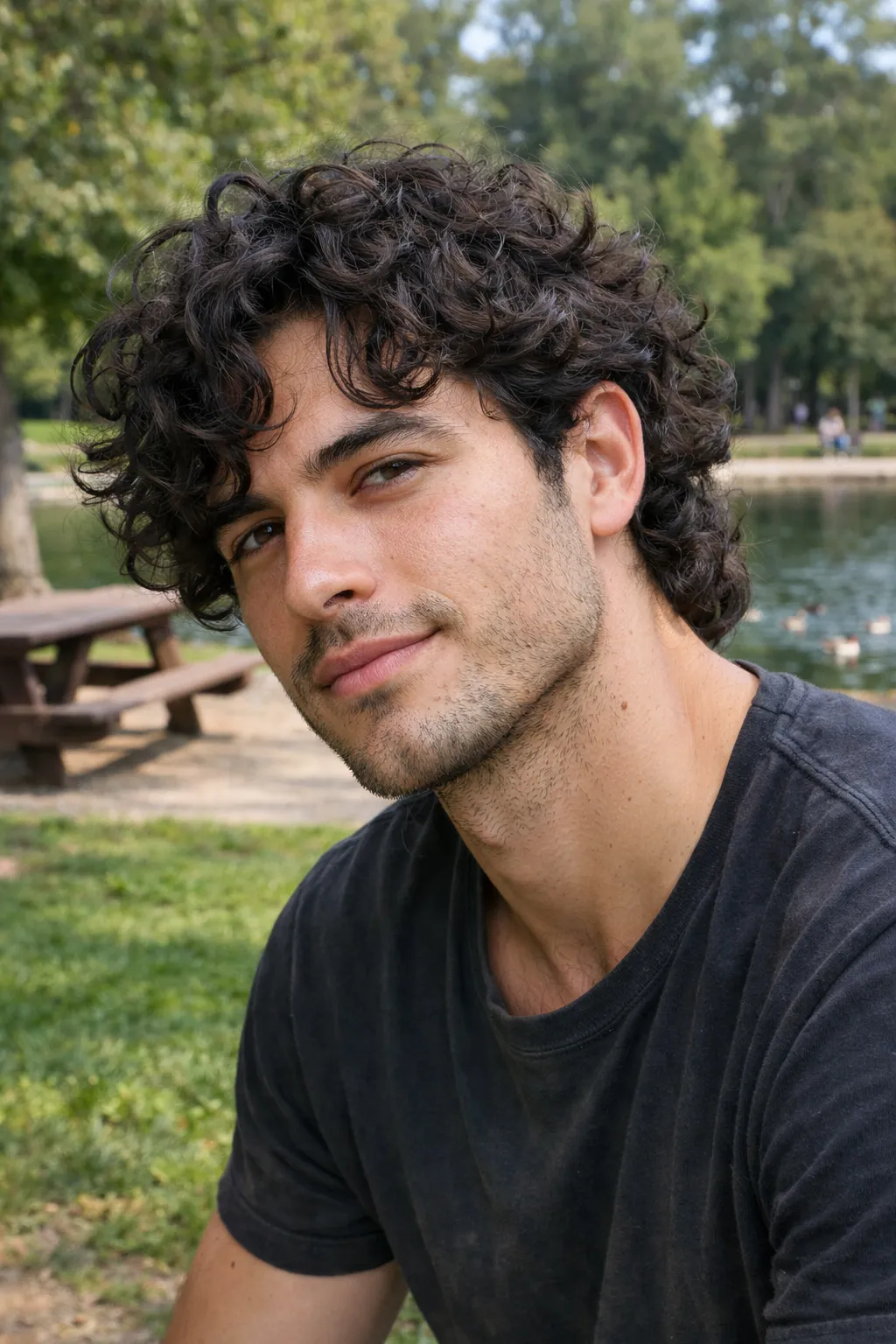 short curly hair profile for men style 2