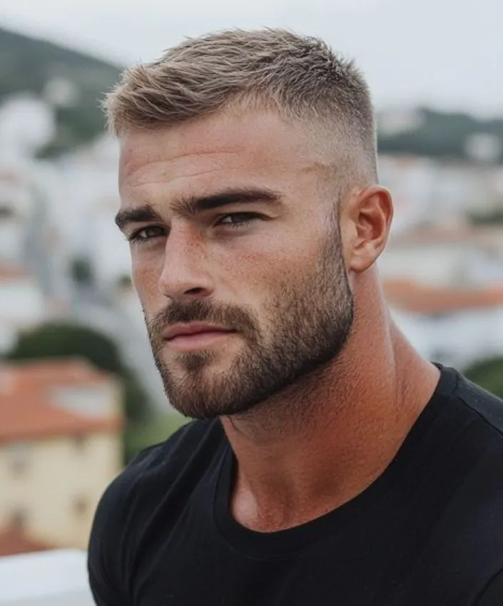 Short Hairstyles 25 buzz cut with beard short hairstyle for men round face