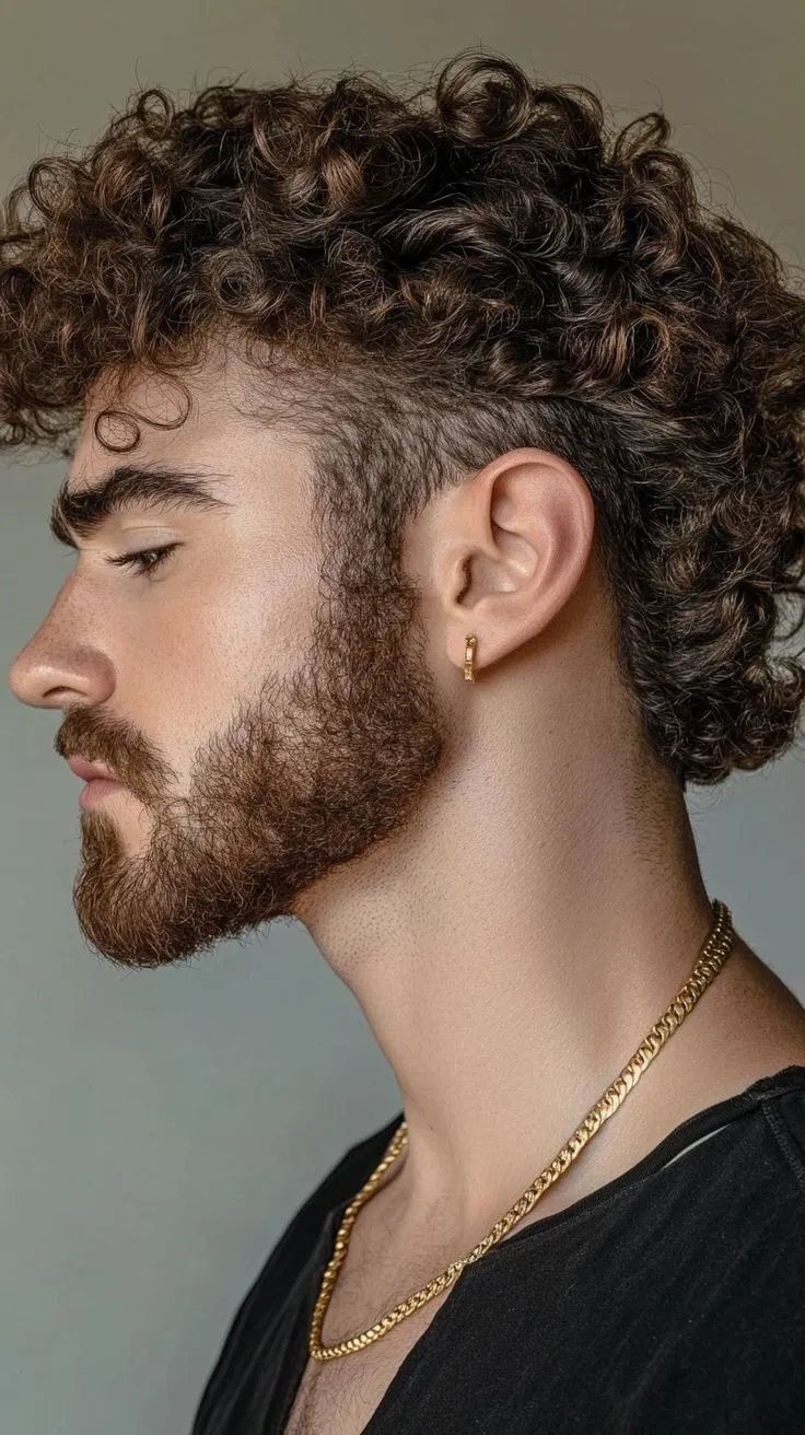 short messy curly hair for men style 2