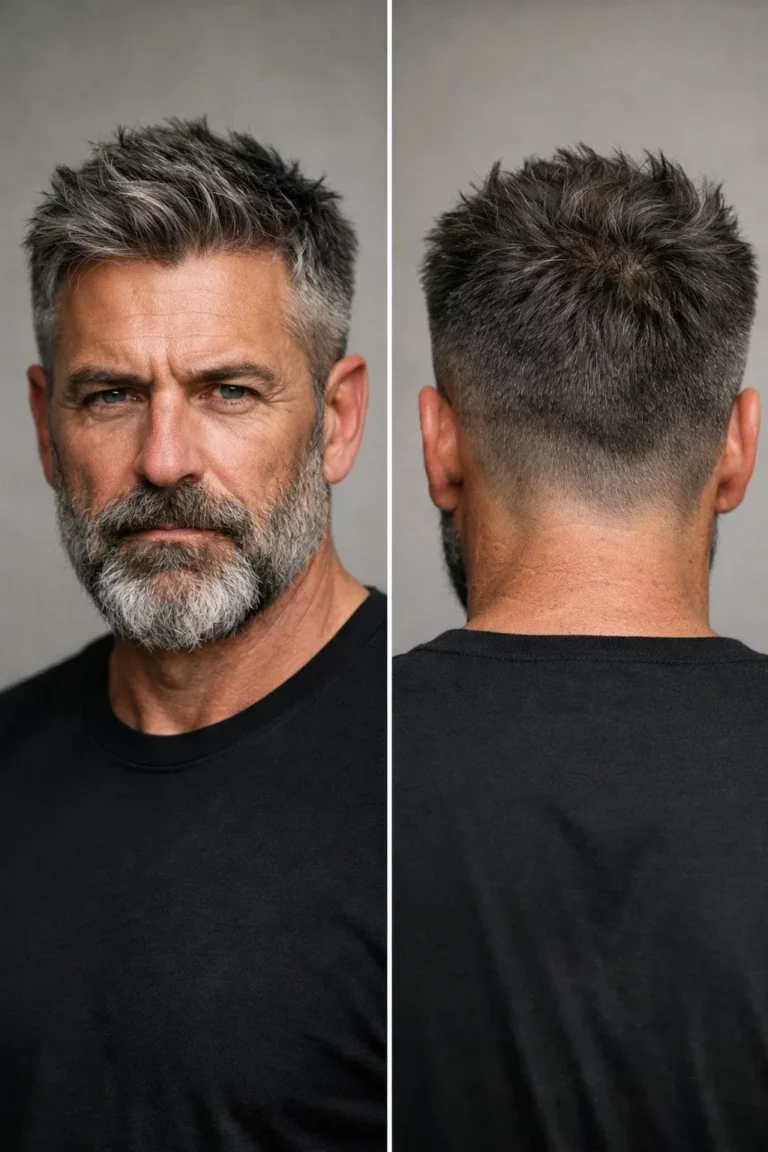Short messy grey thin hair for men