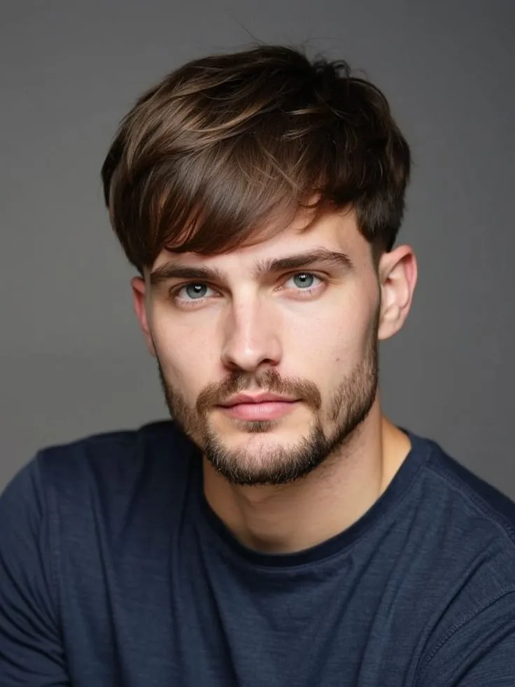 short straight hair with bangs for men