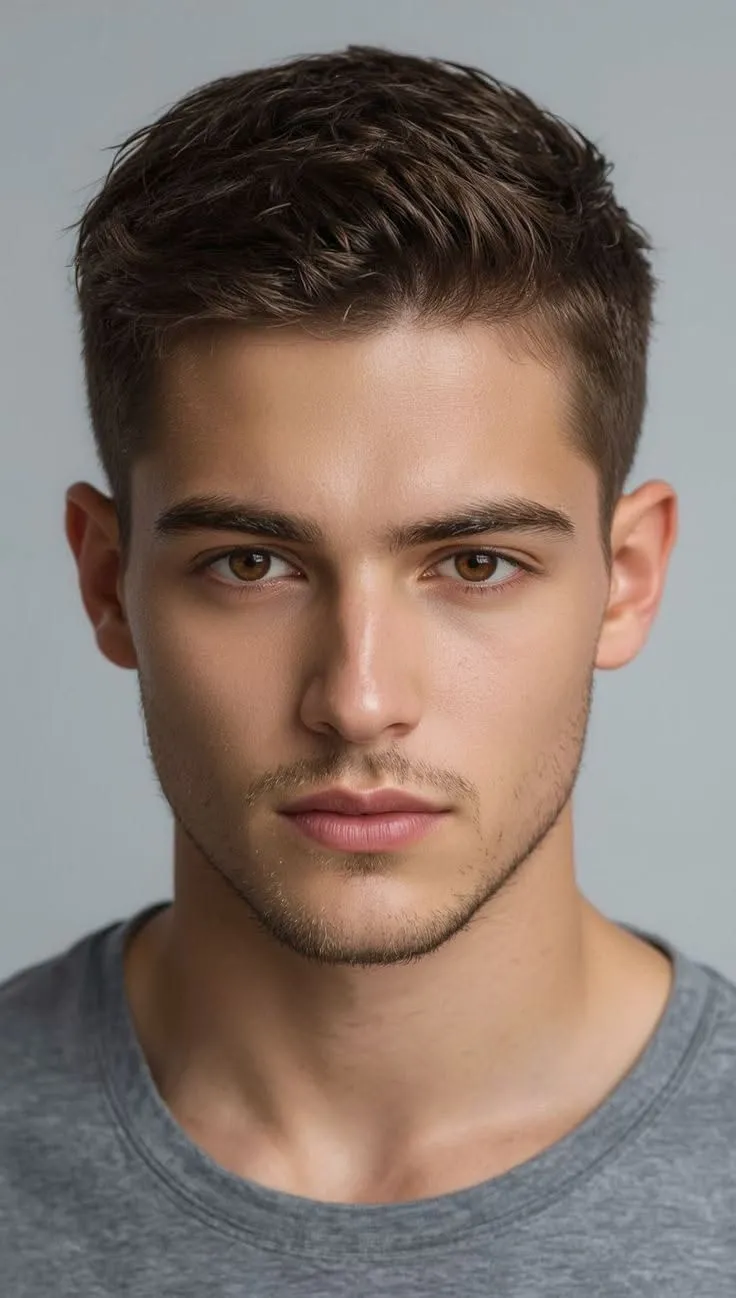 short straight hair fade worn down for men