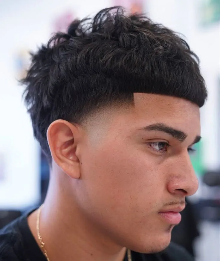 short straight hair with fade for men