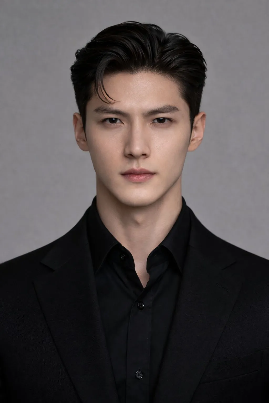 short straight swept back formal hairstyle for men