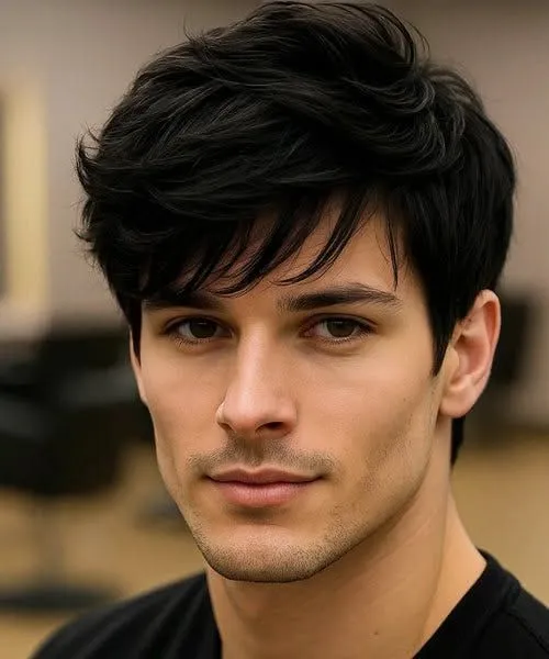 short straight swept hair for men