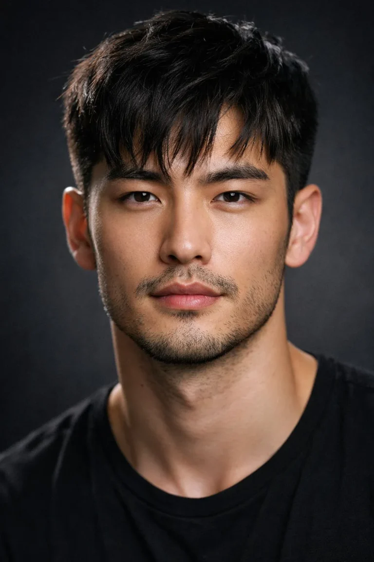 Short textured straight fringe for men — reference 5
