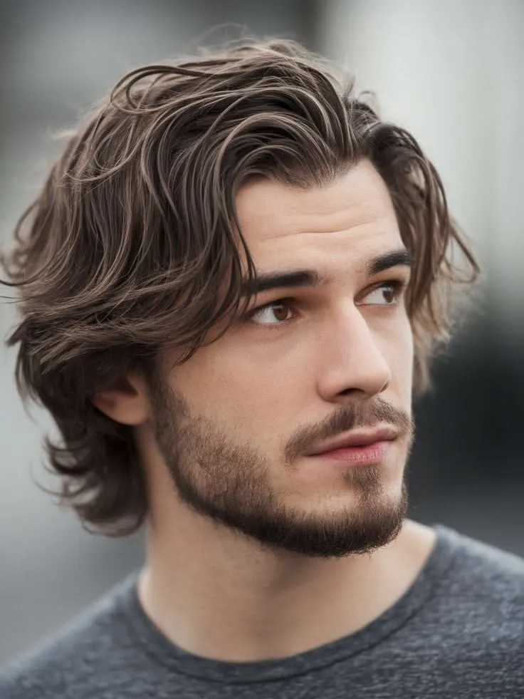 Long Hairstyles 54 shoulder length wavy layered hairstyle for men