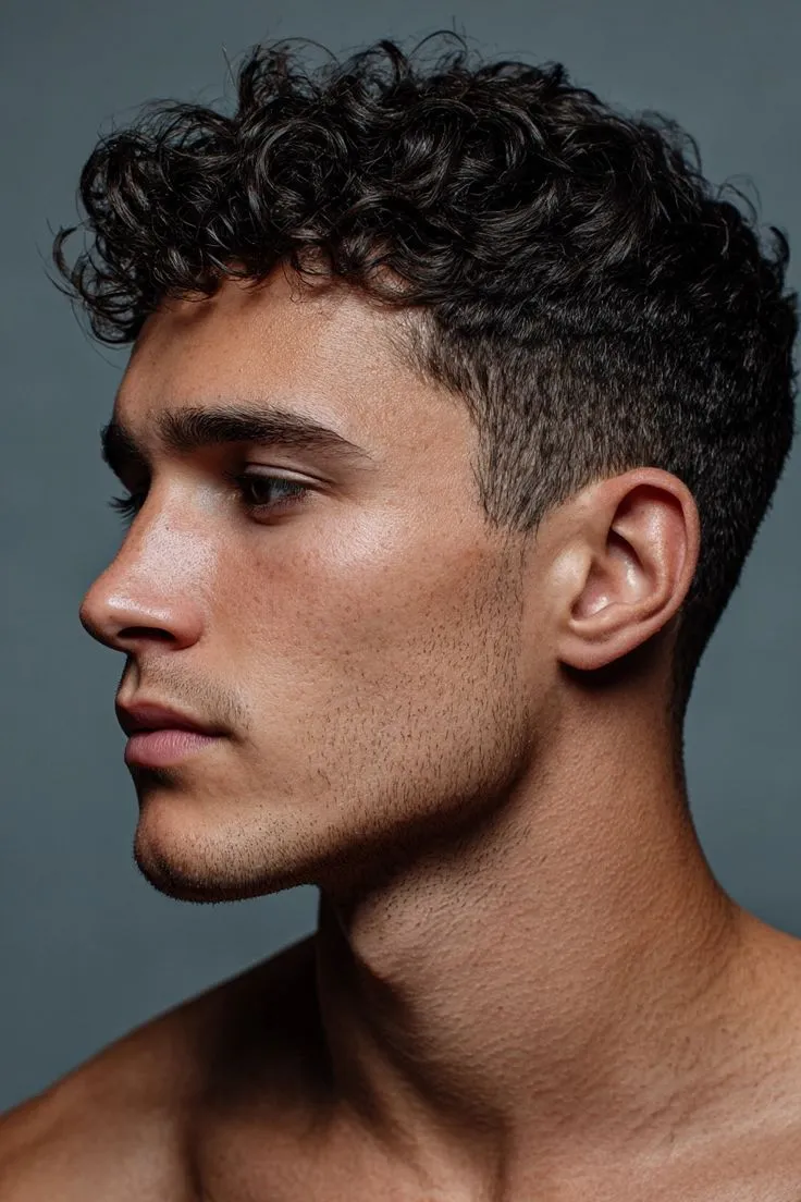 thick curly mullet fade for men style 2