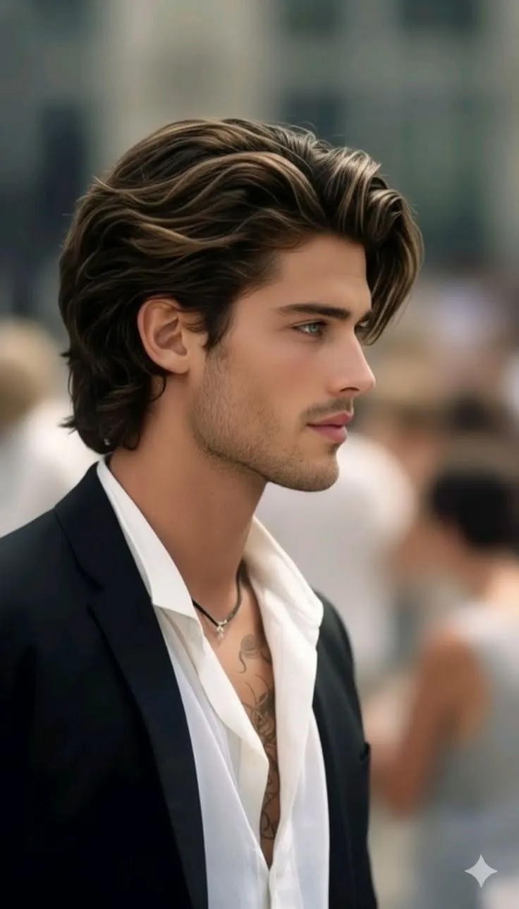 Long Hairstyles 18 thick dark wavy long hairstyle natural for men