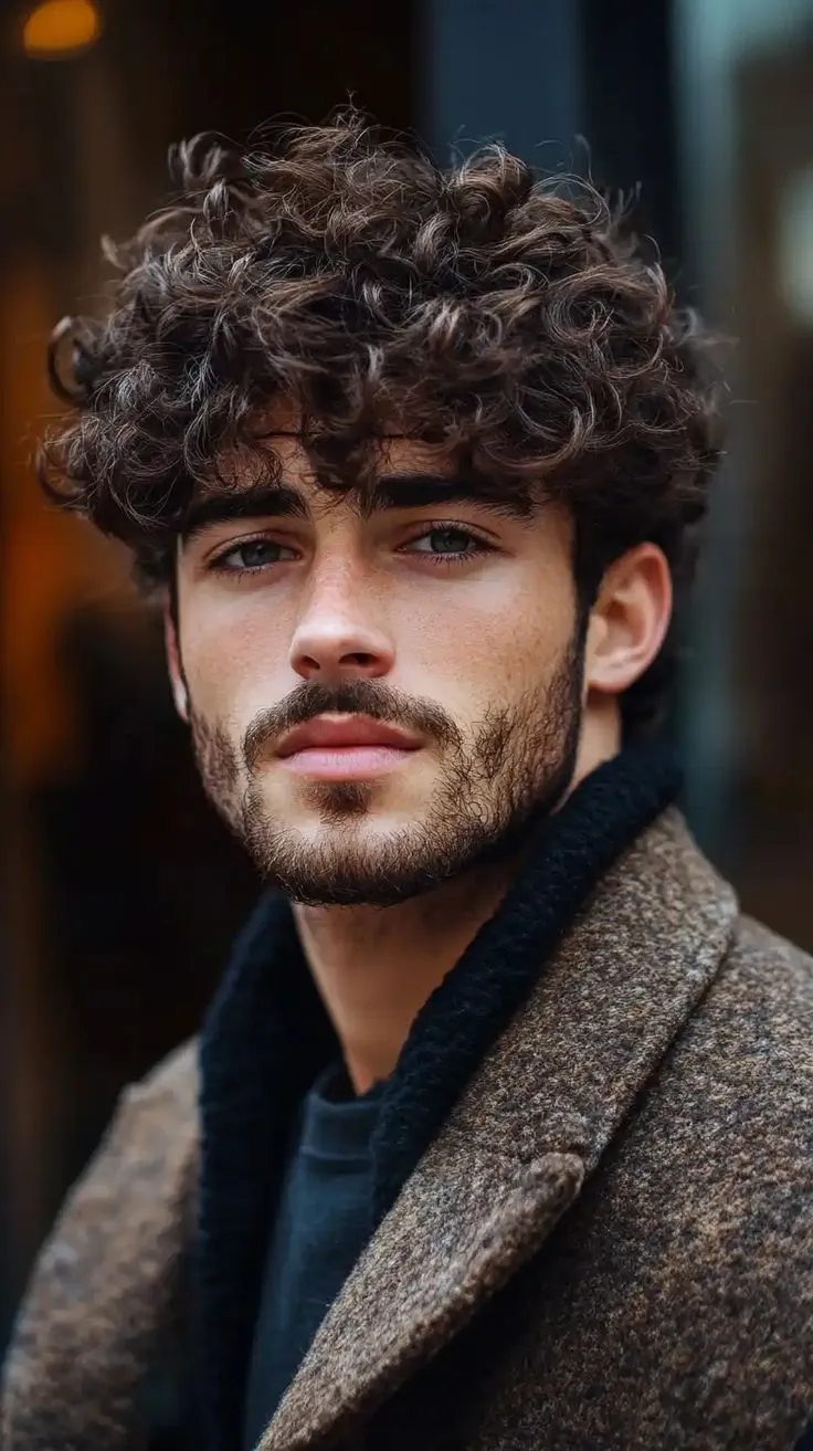 thick long wavy curly hair for men
