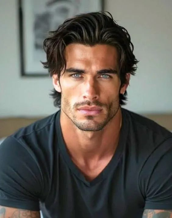 Hairstyle Images for Men 5 thick long wavy dark hair tattoos men
