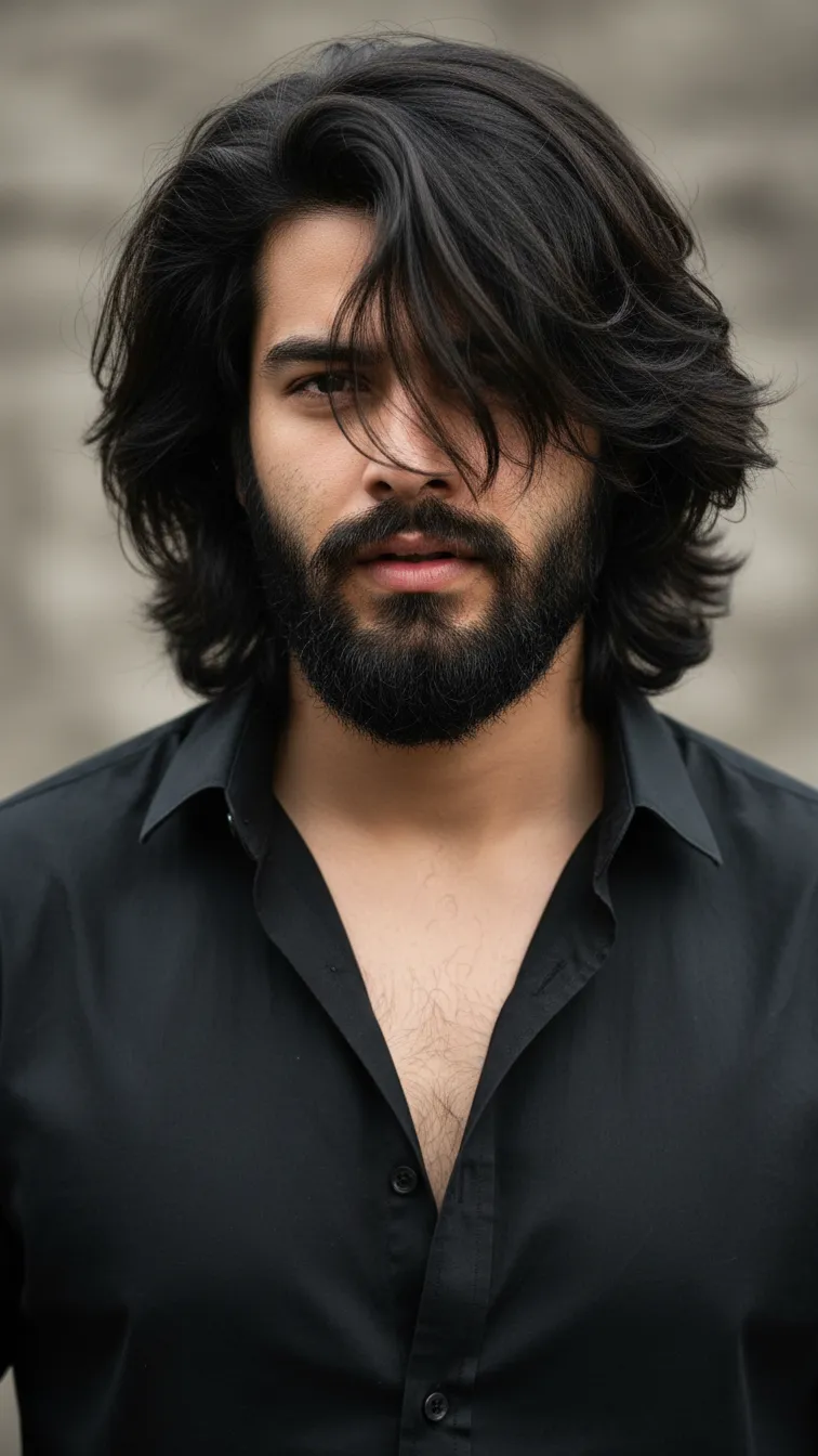 thick medium layered flow beard layered hairstyles for men