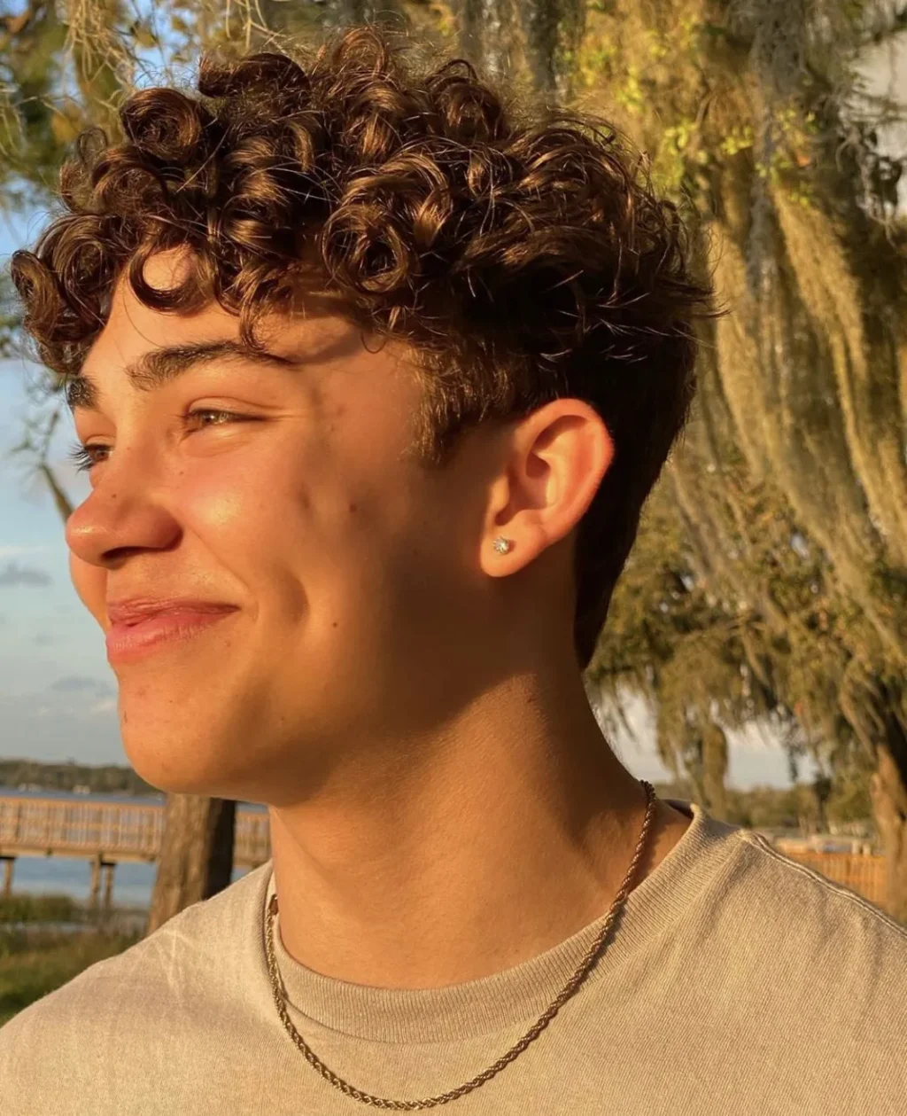 thick short curly hair fade profile men