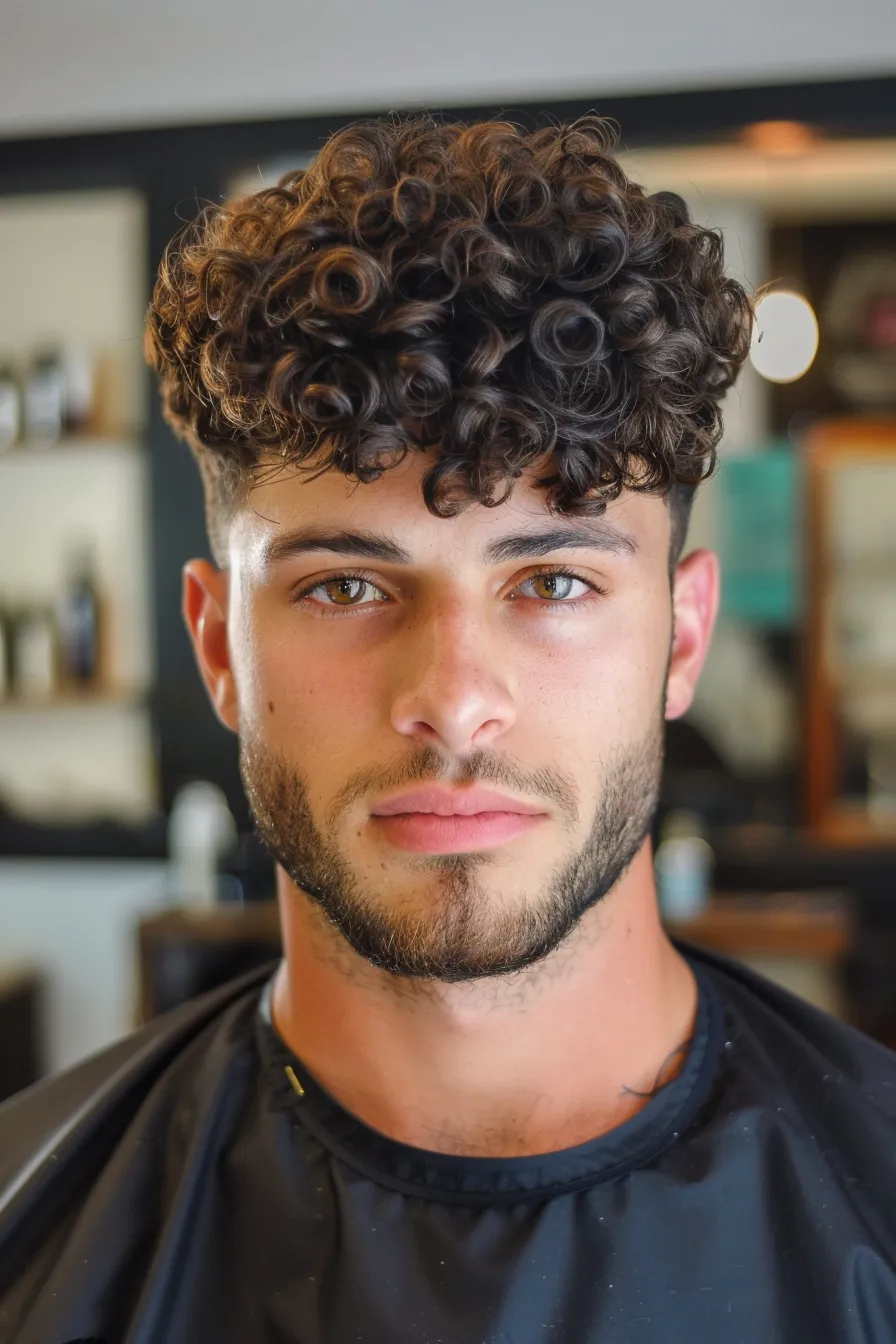 thick wavy curly hairstyle for men