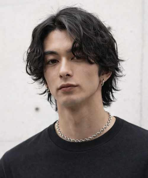 Wolf cut shag hairstyle for thick hair men